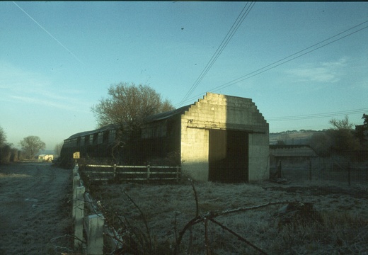 024 Garage  canal route and lock site Dauntsey Jan 1979