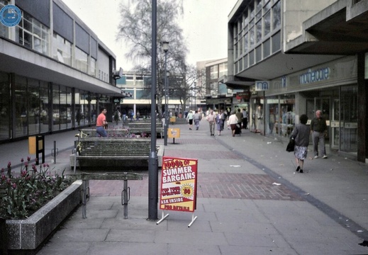 074642E (120 visits) Image credit: RCHS. c1980's, Swindon town centre, known as canal walk, standing at the former Golden... 074642E