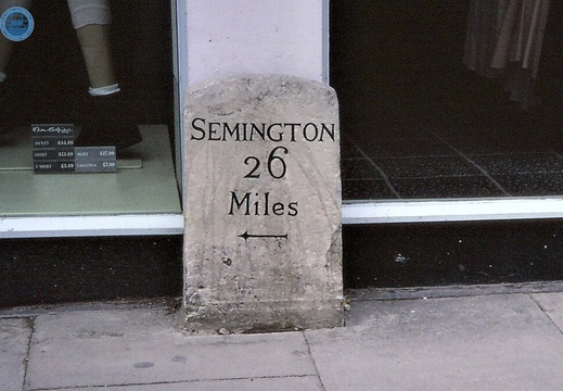 074641E (183 visits) Image credit: RCHS. c1980's, Swindon town centre, Grade 2 listed milestone from 1804
074641E
